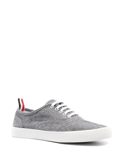 Shop Thom Browne Men's Grey Wool Sneakers