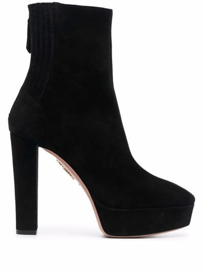 Shop Aquazzura Women's Black Suede Ankle Boots
