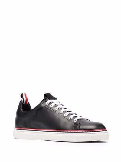 Shop Thom Browne Men's Black Leather Sneakers