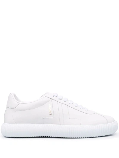 Shop Lanvin Men's White Leather Sneakers