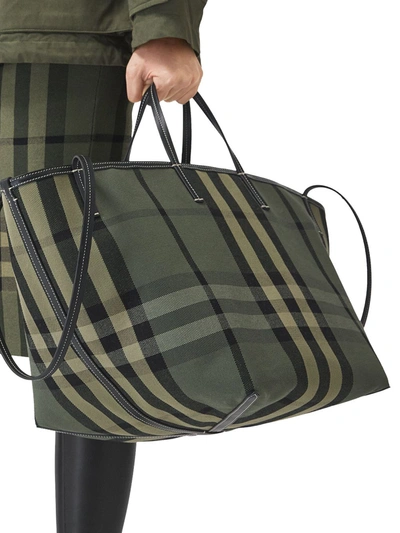 Shop Burberry Women's Green Cotton Tote