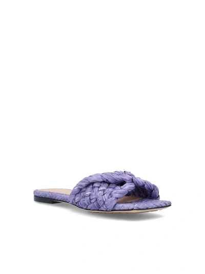 Shop Bottega Veneta Women's Purple Canvas Sandals