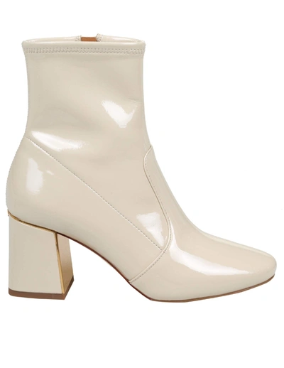 Tory Burch Gigi Boots In Stretch Patent Leather In White | ModeSens