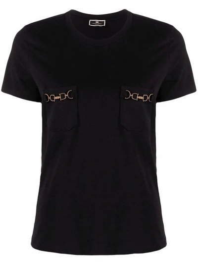 Shop Elisabetta Franchi Women's Black Cotton T-shirt