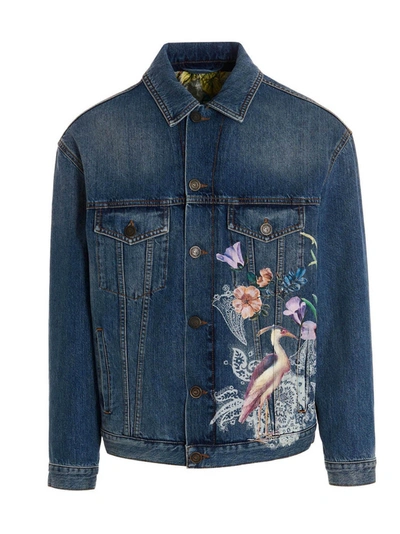 Shop Etro Men's Blue Other Materials Outerwear Jacket