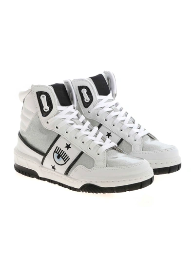 Shop Chiara Ferragni Women's White Leather Hi Top Sneakers