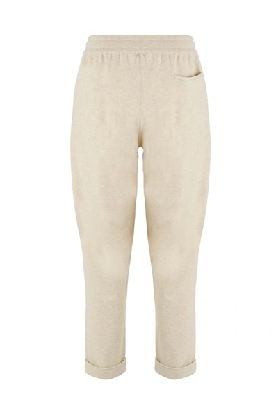 Shop Brunello Cucinelli Women's Beige Wool Joggers