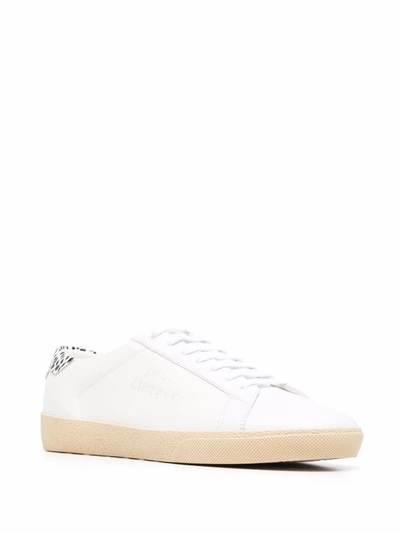 Shop Saint Laurent Men's White Leather Sneakers