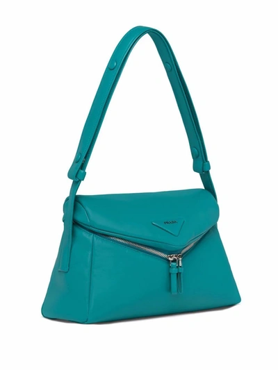 Shop Prada Women's Green Leather Shoulder Bag