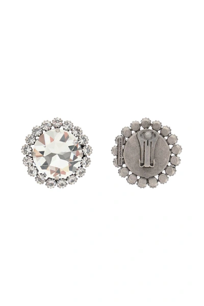 Shop Alessandra Rich Clip Earrings With Crystals In Silver