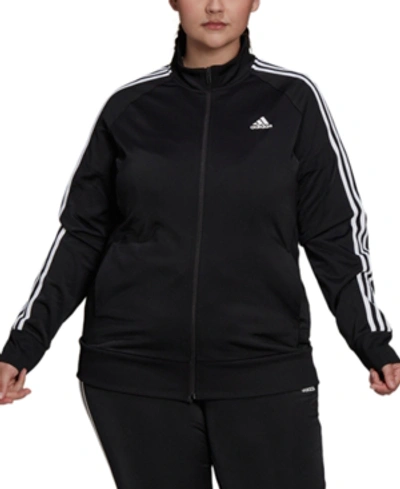 Shop Adidas Originals Adidas Plus Size Tricot Track Jacket In Black