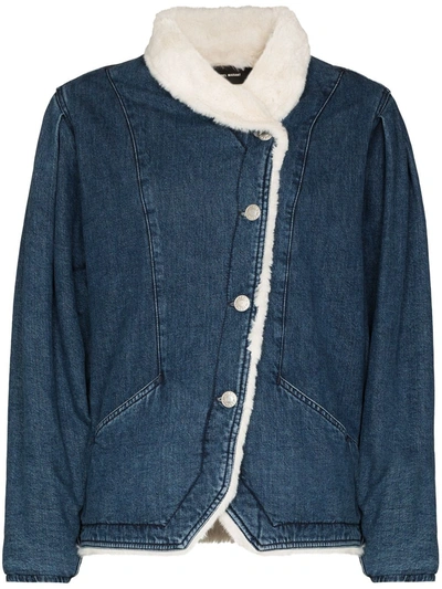 Shop Isabel Marant Dipauline Faux-shearling Denim Jacket In Blue