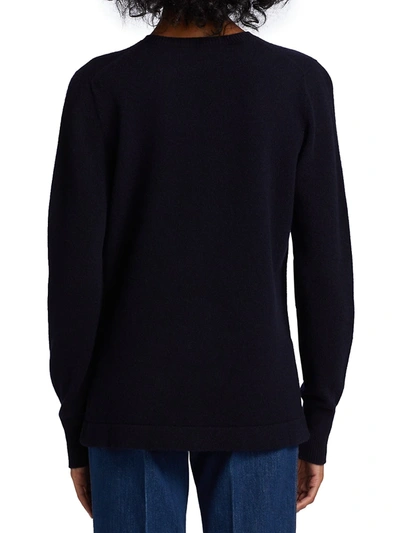 Shop Victoria Beckham Chain-embellished Wool Sweater In Dark Navy