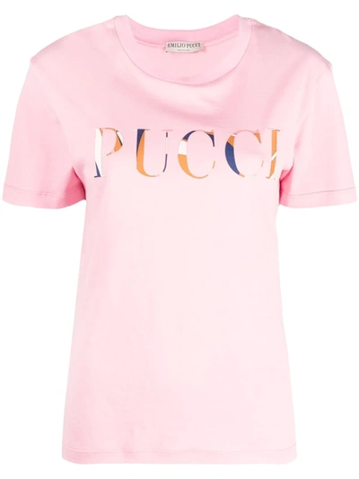 Damen Bekleidung Oberteile T-Shirts Emilio Pucci T-Shirt mit abstraktem Print in Pink 