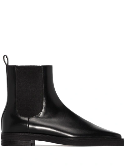 Totême Toteme Square Toe Flat Chelsea Boot In Black