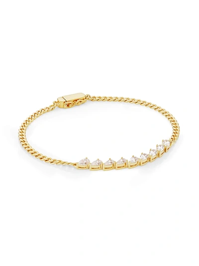Shop Adriana Orsini Women's Stunner 18k Goldplated & Cubic Zirconia Curb Chain Line Bracelet