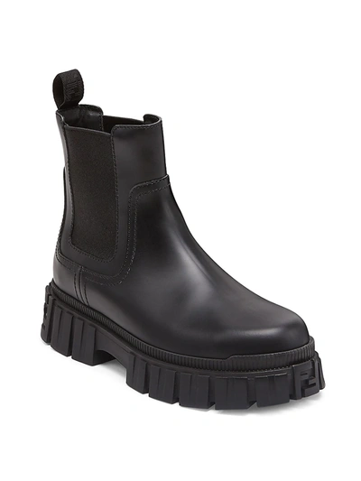 Shop Fendi Women's  Force Leather Chelsea Boots In Black