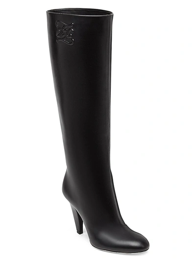 Shop Fendi Show Leather High-heel Boots In Black