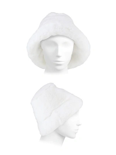 Shop Adrienne Landau Rex Rabbit Bucket Hat In White