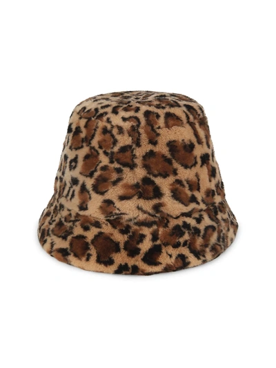 Shop Adrienne Landau Rex Rabbit Leopard-print Bucket Hat