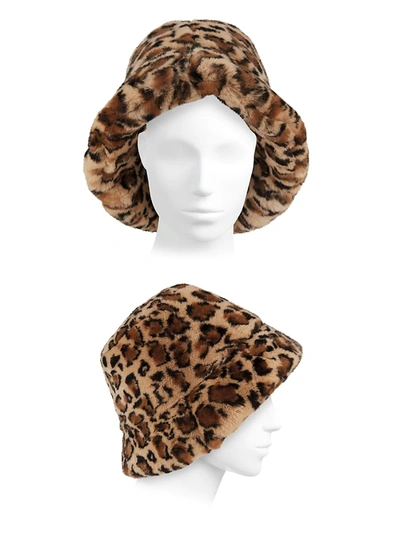 Shop Adrienne Landau Rex Rabbit Leopard-print Bucket Hat