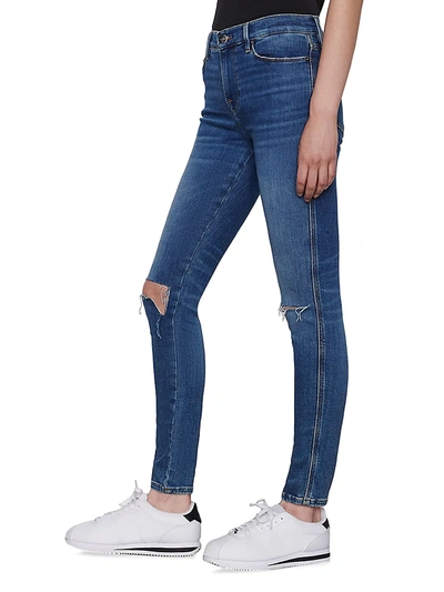 Shop Frame Le High Skinny Jeans In Wine Ridge Rips