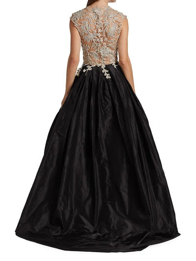 Shop Oscar De La Renta Crystal & Sequin-embroidered Gown In Black Crystal