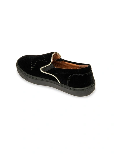Shop Venettini Little Girl's & Girl's Skyler Velvet Slip-on Sneakers In Black