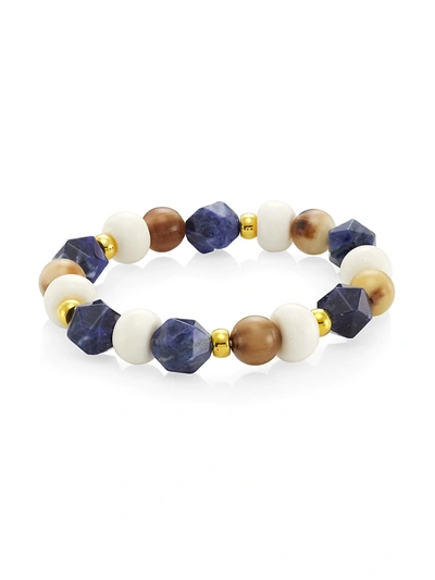 Shop Nest Women's 22k Goldplated & Lapis Lazuli Stretch Bracelet In Neutral