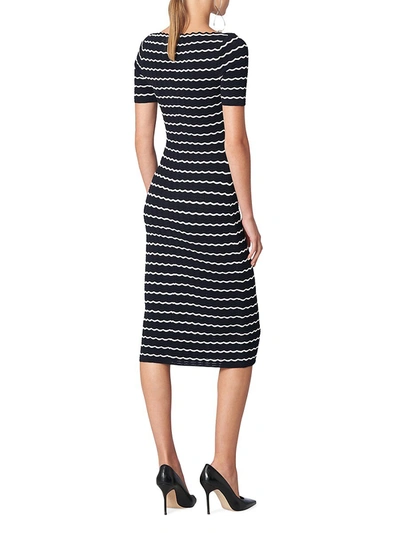 Shop Carolina Herrera Stripe Knit Midi-dress In Midnight Multi