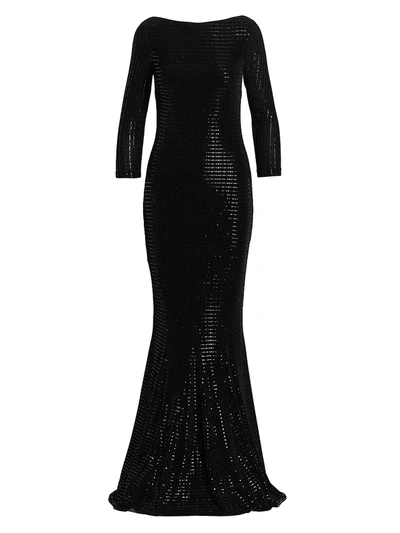 Shop Talbot Runhof Sequin-embellished Gown In Black