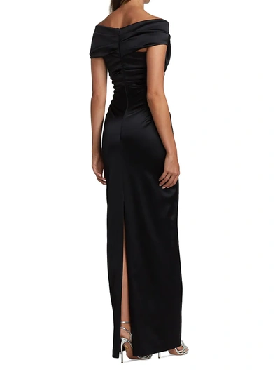 Shop Talbot Runhof Women's Off-the-shoulder Satin Gown In Black