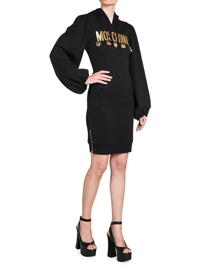 Shop Moschino Charm Logo Sweatshirt Dress In Fantasy Print Black