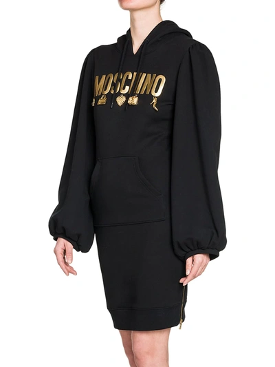 Shop Moschino Charm Logo Sweatshirt Dress In Fantasy Print Black