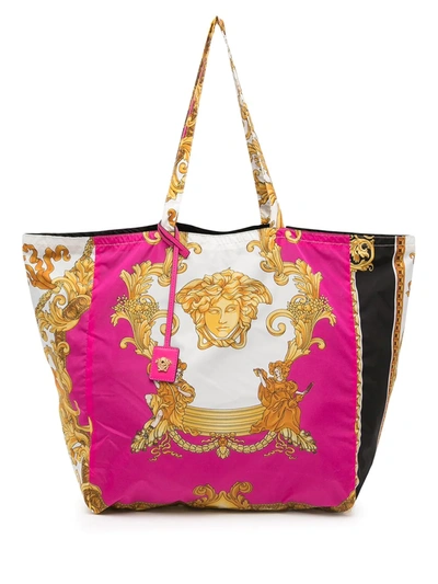 Shop Versace Barocco-print Tote Bag In Rosa