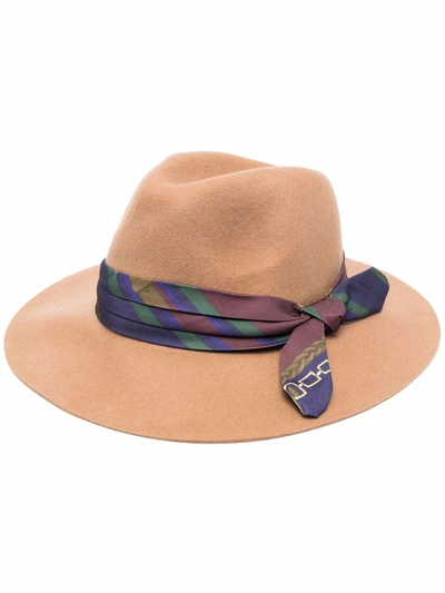 Shop Lauren Ralph Lauren Bow-detail Fedora Hat In Nude