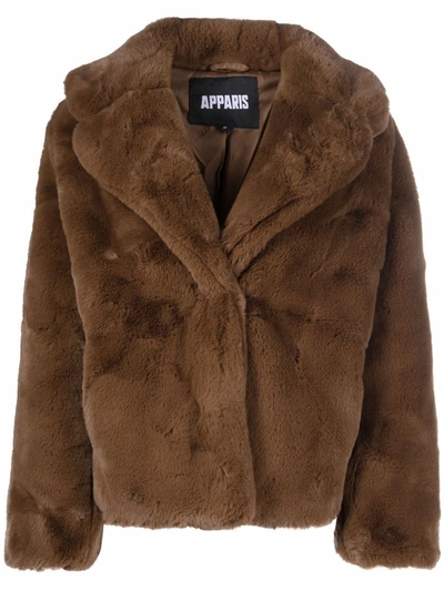 Shop Apparis Milly Faux-fur Coat In Braun