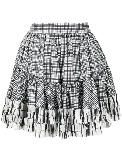 Shop Aje Checked Ruffle-trimmed Skirt In Schwarz