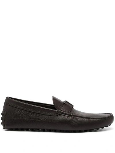 Shop Tod's Gommini Leather Penny Loafers In Braun