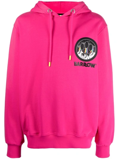 Shop Barrow Logo-print Relaxed-fit Hoodie In Rosa