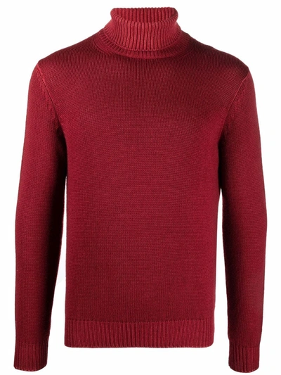 Shop Dell'oglio Roll-neck Rib-trimmed Jumper In Rot