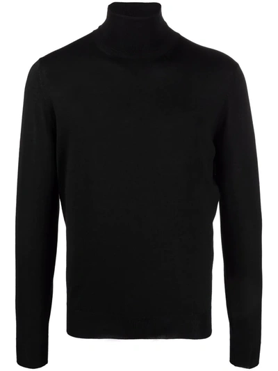 Shop Dell'oglio Roll-neck Merino Jumper In Schwarz