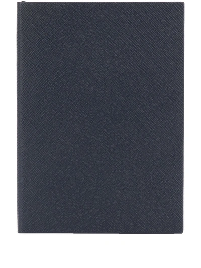 Smythson Soho Logo-print Notebook In Blue