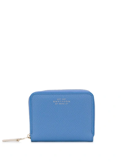 Shop Smythson Small Panama Zip-around Wallet In Blue