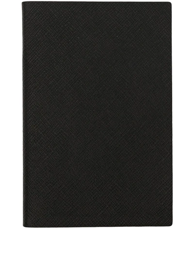 Shop Smythson Chelsea Grained Leather Notebook In Black