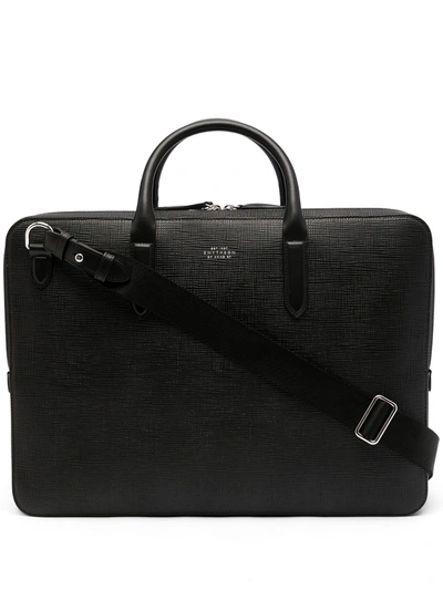 Shop Smythson Large Panama Lightweight Briefcase In Black