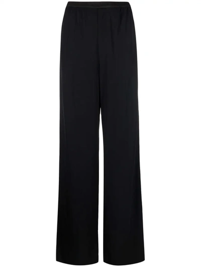 Shop Balenciaga Logo-waistband Wide-leg Trousers In Black