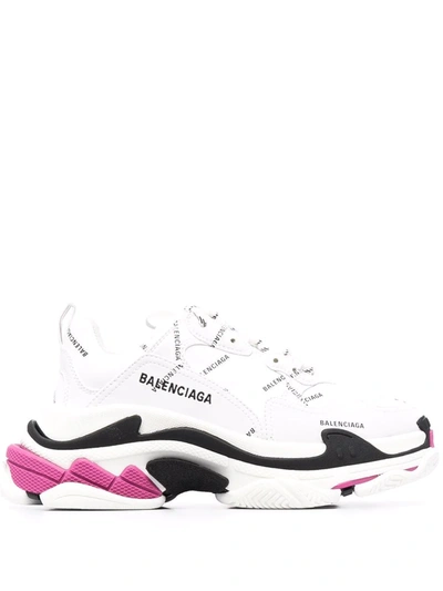 Shop Balenciaga Triple S Low-top Sneakers In White