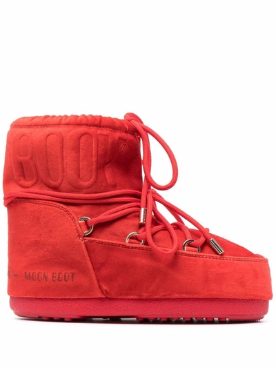 Shop Moon Boot Lab69 Mars Velvet Boots In Red