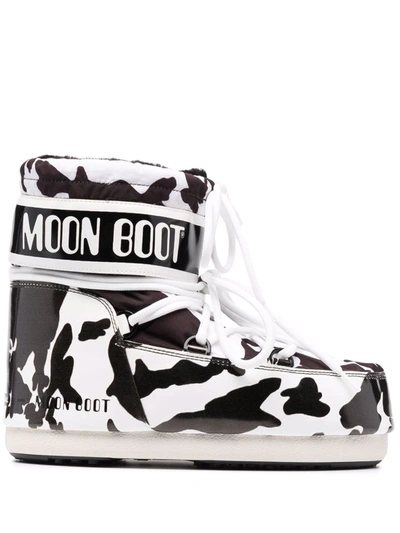 Moon Boot Lab69 Mars Cow-print Snow Boots In Black | ModeSens